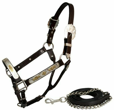 Showman Silver Show Halter with Lead